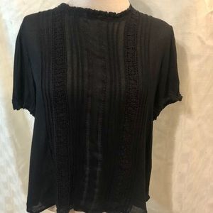 Forever 21 Black Button Up The Back Top Size L